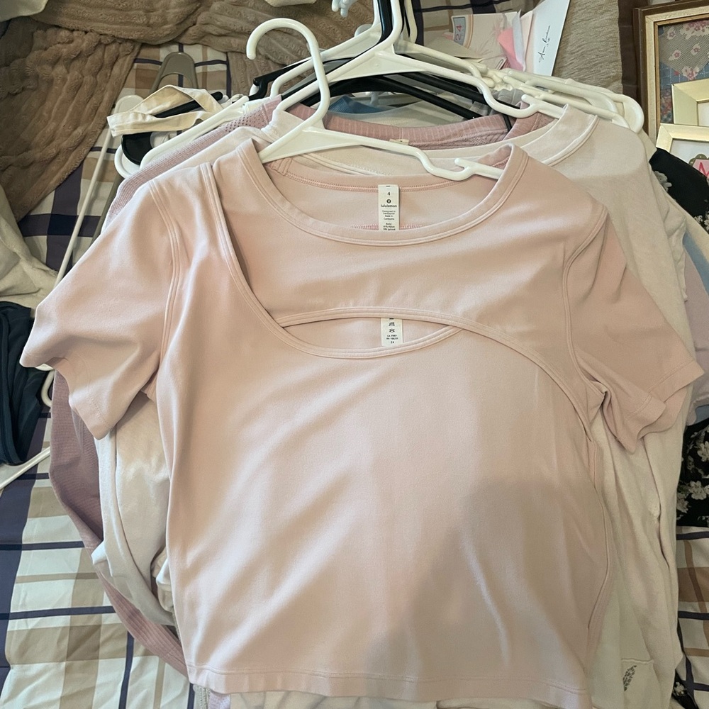 Lululemon Athletica Pink Cut Out Crop Top